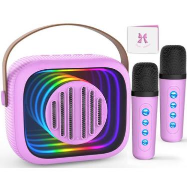 Imagem de Máquina de Karaokê OkeyFunz com 2 Microfones Sem Fio - Ideal para Cria