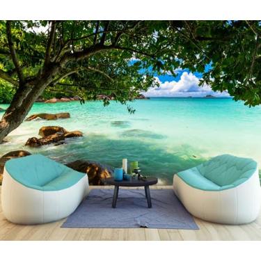 Imagem de FLFK Wall Murals Peel and Stick Tropical Beach 359.9 cm x 249.9 cm - Papel de parede autoadesivo adesivo grande pôster adesivo para decoração de quarto e sala de estar