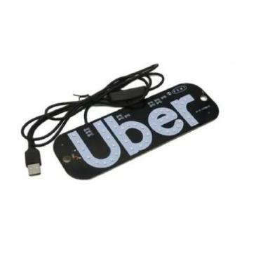 Imagem de Placa Carro Led De Aplicativo Uber Botão Liga Desliga Branca - HG, Bra