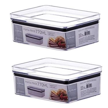 Imagem de Jogo com 2 Potes Porta Frios Hermético Lumini Retangular 2x770 ml - Paramount