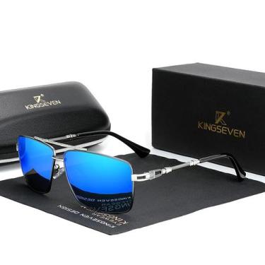 Imagem de Óculos de sol polarizados Retângulo Design uv 400 kingseven, Azul