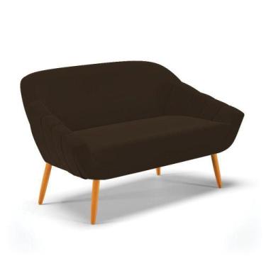Imagem de Namoradeira 02 Lugares Giovana Suede Pés Palito Castanho - D'rossi Mar