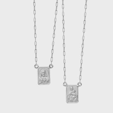 Imagem de Escapulário Ouro Branco 18k Retangular Tradicional Dupla Face Mini k255