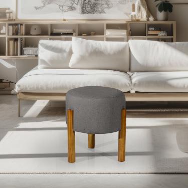 Imagem de Puff Decoração Sala Pés Madeira Cinza Escuro - Rede Móveis