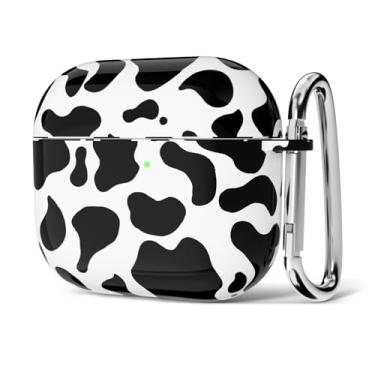 Imagem de Svanove Capa para Airpods 3 com estampa de vaca, capa feminina de luxo retrô estampa de animal Airpods 3ª geração com chaveiro, estética Y2k moderna capa rígida de plástico Airpods para mulheres