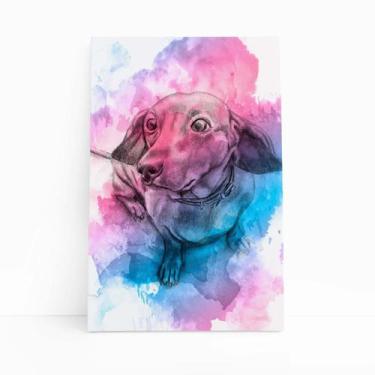 Imagem de Quadro Cachorro Daschund Salsicha Aquarela Canvas 20x30cm - PlimShop