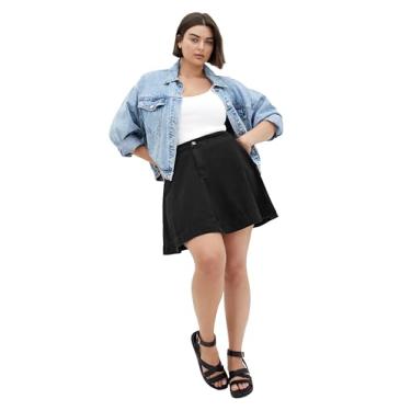 Imagem de City Chic Saia feminina plus size - jeans flare, Preto, 50