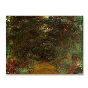 Imagem de "The Path under the Rose Trellises, Giverny" de Claude Monet Reproduções de pintura a óleo Impressão em tela Impressionista Poster Arte de parede em tela para sala de estar 60 x 78 cm sem moldura