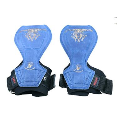 Imagem de (Medium, Blue Leather) - 2018 Cobra Grips Flex Model Weight Lifting Gloves Heavy Duty Straps Alternative Power Lifting Hooks Best for Deadlifts with Padded Wrist Wrap Support Bodybuilding