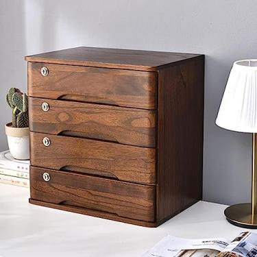Imagem de Arquivo de mesa com gavetas, arquivador de secretária, caixa de armazenamento de mesa de madeira com gavetas com fechadura, organizador de arquivos de receção / A4 para suprimentos de ofi