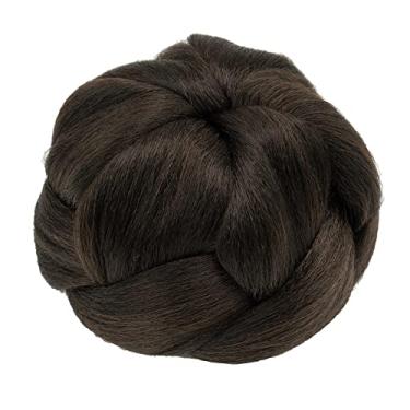 Imagem de IMISSU Cobertura de cabelo trançado chignon dançarina rosquinha apliques scrunchies coque de cabelo peruca updo para mulheres (M1 Chocolate marrom)