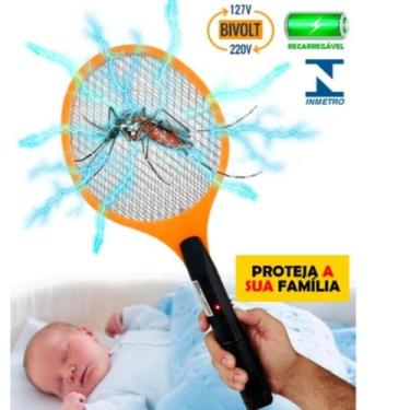 Imagem de Raquete Elétrica Recarregável Bivolt Mata Mosquito Inseto - Art House
