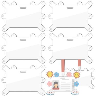 Imagem de Geyoga Pacote com 6 porta-alfinetes horizontais de acrílico para crachá de enfermeira, acessórios para exibição de cartão de funcionário de identificação de enfermeira com 8 furos de pino