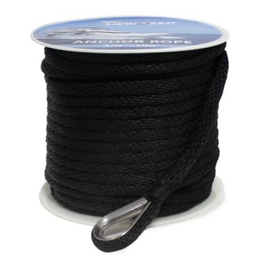Imagem de NEWSEED Corda de âncora 3/20.3 cm x 30.3 cm linha de âncora de barco trançado sólido – força de quebra de 1,830 kg, corda de grau marítimo com dedal inoxidável 316 – Linha de ancoragem resistente para