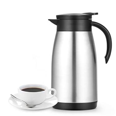 Imagem de Garrafa térmica de 1000 ml, garrafas de café isoladas de aço inoxidável para manter café e chá quentes por 12 horas e frio por 24 horas, 1L/prata