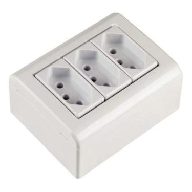 Imagem de Tomada Tripla 20a/250v Sobrepor Tramontina Lizflex Branca