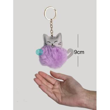 Imagem de Chaveiro Gato Pompom Fofo Macio Pingente Bolsa Mochila 9cm - Becky, Li
