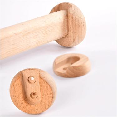 Imagem de Armários De Madeira Maciça Barras De Suporte Para Armários De Armário, Hastes De Guarda-roupa Oval Com Tampas De Extremidade & Parafusos, Roupas Para Pendurar Arm, One Color, 99cm/39in L