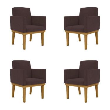 Imagem de Kit 4 Cadeiras Reforçada Escritório Poltrona marrom