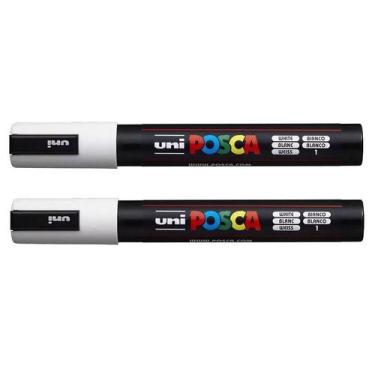 Imagem de Caneta Marcadora Posca PC-5M Branca 2 Unidades - Uni - Tendtudo