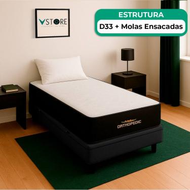 Imagem de Cama Box Baú Solteirão e Colchão Orthopedic D33 V-Store