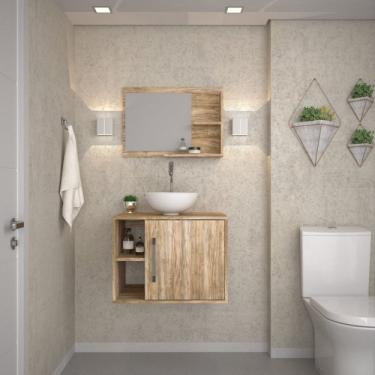 Imagem de Conjunto para Banheiro Gabinete com Cuba Redonda R30 e Espelheira Laura Carvalho