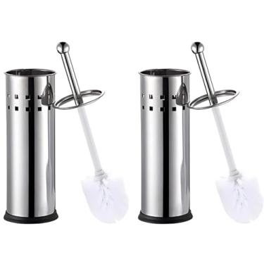 Imagem de Kit 2 Escova Sanitária Vaso Inox Sanitário com Suporte Aço Limpeza