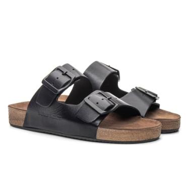 Imagem de Sandália Papete Feminina Macio Casual Couro Legitimo Burly Heads Leve Preto Novo (Preto, BR, Adulto, Numérico, 39)