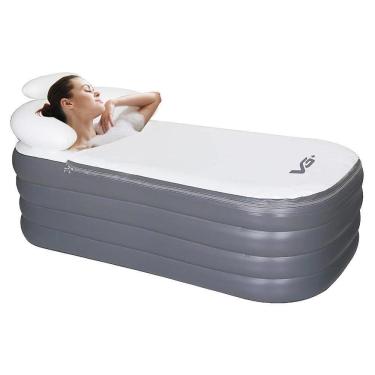 Imagem de Banheira Ofurô Inflável Adulto Dobrável 120l Com Bomba Elétrica Bivolt Vg Plus Cinza