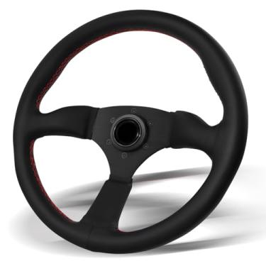 Imagem de VOONKE Volante De Corrida Universal, 13,4" Com Punho, 6 Parafusos, Gamer Botão Buzina Para Corrida/Rally/Automobilismo/Simulação Carro (8938-Camurça)