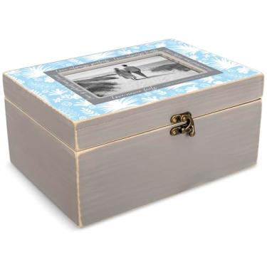 Imagem de Cottage Garden Love Is Patient Kind 1 Corinthians 13:4-8 10 x 7 x 4,8 polegadas Arctic Blue and White MDF caixa de joias com foto de madeira e vidro