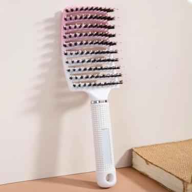 Imagem de Escova para cabelos cacheados, seca ou molhada - Escova desembaraçadora de nylon para cabelos embaraçados e macios | Design ergonômico de nível profissional com dentes largos para cabelos grossos (ros