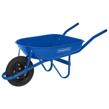 Imagem de Carrinho De Mão Com Caçamba Redonda Metálica Azul 50l Braço Metálico E Pneu Com Câmara - Tramontina