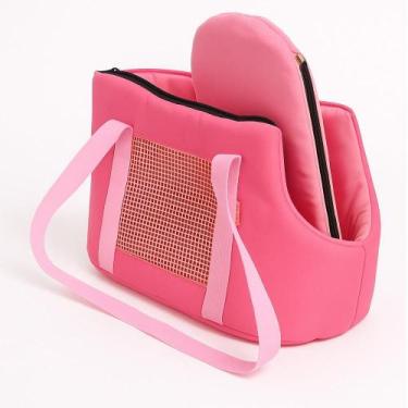 Imagem de Bolsa Mochila Dobrável Transporte Pet Rosa Gato Cão Viagem - Yeet