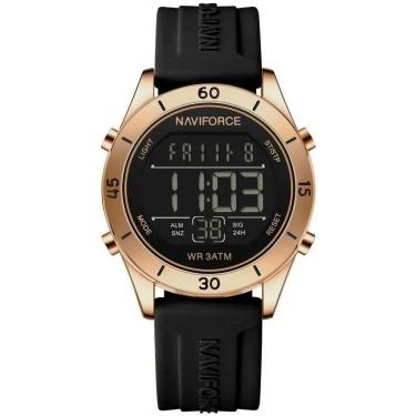 Imagem de Relógio Feminino Esportivo Tela Lcd Digital Pulseira Silicone Impermeavel 3atm Preto Dourado