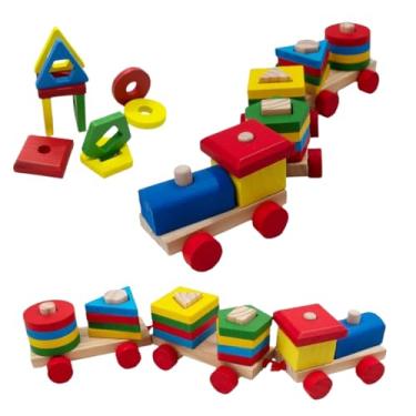 Imagem de Brinquedo Trenzinho Educativo Trem Pedagógico Quebra Cabeça Montessori