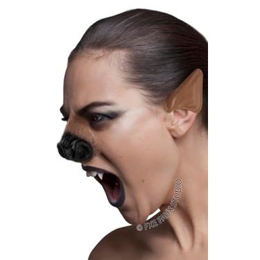 Imagem de Fxe Faux Studio Conjunto de nariz e orelhas de lobisomem aparelho protético de látex para o Dia das Bruxas., Multicolorido., One size fits most teens and adults.