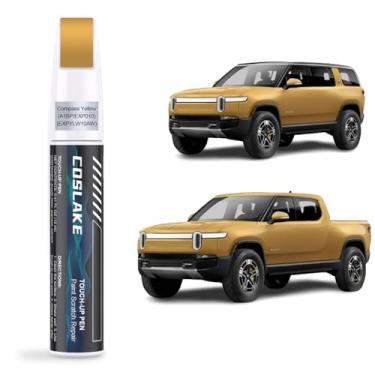 Imagem de COSLAKE Tinta de retoque de carro (amarelo bússola (A1BP/EXP010/EXPYLW10AW)) para RIVIAN, kit de reparo de arranhões de pintura de carro, solução rápida e fácil de reparar, caneta removedor de
