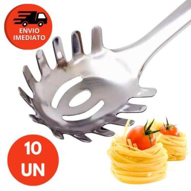 Imagem de Pegador Para Massas Macarrão E Salada Tipo Concha 32Cm Dentado e Serri