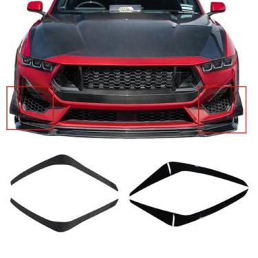 Imagem de Lábio do para-choque dianteiro do carro compatível com Mustang Ecoboost GT 2024 divisor dianteiro difusor spoiler body kit acessórios para carro (aparência de carbono)