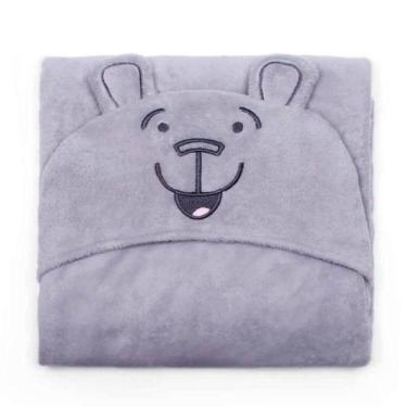 Imagem de Manta Com Capuz Buettner Microfibra Infantil Teddy 90cmx90cm Cinza Cla