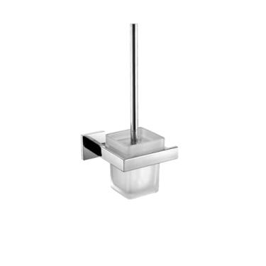 Imagem de Suporte para toalhas duplo cromado polido - Suporte para banheiro em aço inoxidável com saboneteira e escova de vaso sanitário | Conjunto de 3 peças, suporte para escova de vaso sanitário