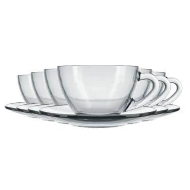 Imagem de Jogo 6 Xícaras e Pires para Chá Astral 240ml Vidro Duralex - Nadir