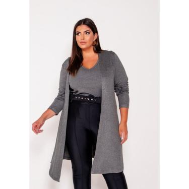 Imagem de Cardigan Plus Size Longo Feminino de Malha
