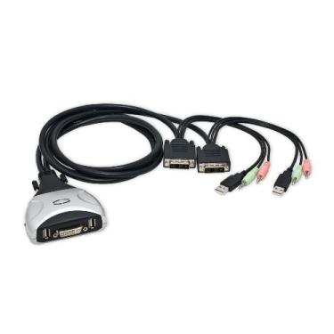 Imagem de Interruptor DVI de 4 portas e USB 2.0 KVM com suporte de áudio 123, DVI, 2 Port DVI + USB 2.0 with Audio/Mic