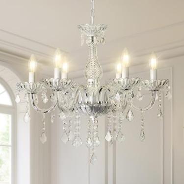 Imagem de AOLALA Lustre De Cristal K9 Com 6 Luzes, Luminária Pendente, Lustres Cromados Modernos Para Salas Jantar