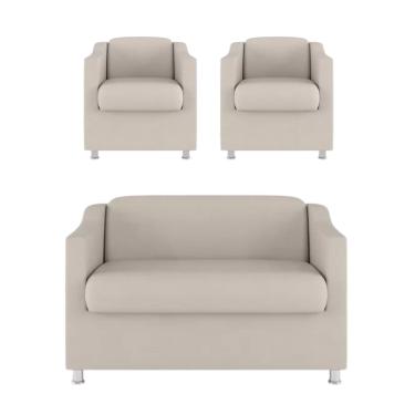 Imagem de Namoradeira + 2 Polt. Bia P/ Sala de Estar Consultório Clinica Hospital Recepção Suede