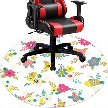 Imagem de Tapete de cadeira de escritório com flores, textura de flor, tapete de cadeira de mesa para piso de madeira de escritório em casa, protetor de piso de pilha baixa, redondo 119 cm