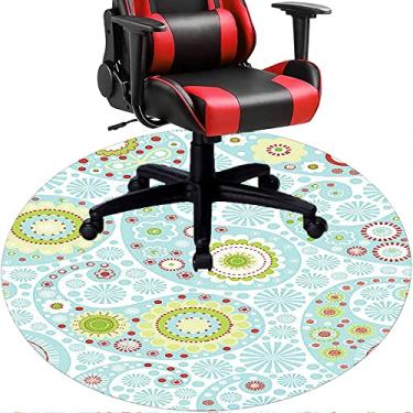 Imagem de Tapete de cadeira de escritório com flores, textura de flor, tapete de cadeira de mesa para piso de madeira de escritório doméstico, protetor de piso de pilha baixa multiuso, redondo, 99 cm