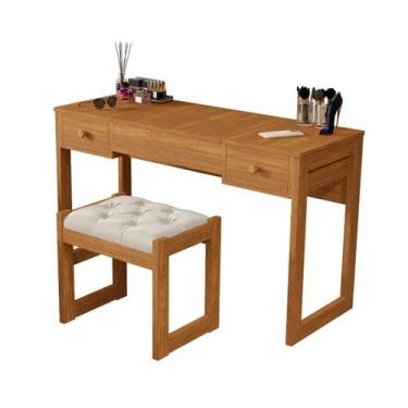 Imagem de Escrivaninha penteadeira com espelho e banqueta Luanda Fenix, NATURE